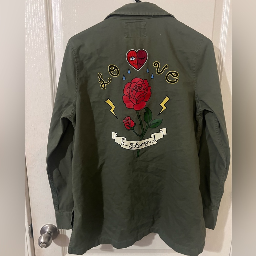 Forever 21 Love Story Army Green‎ Shirt Jacket
